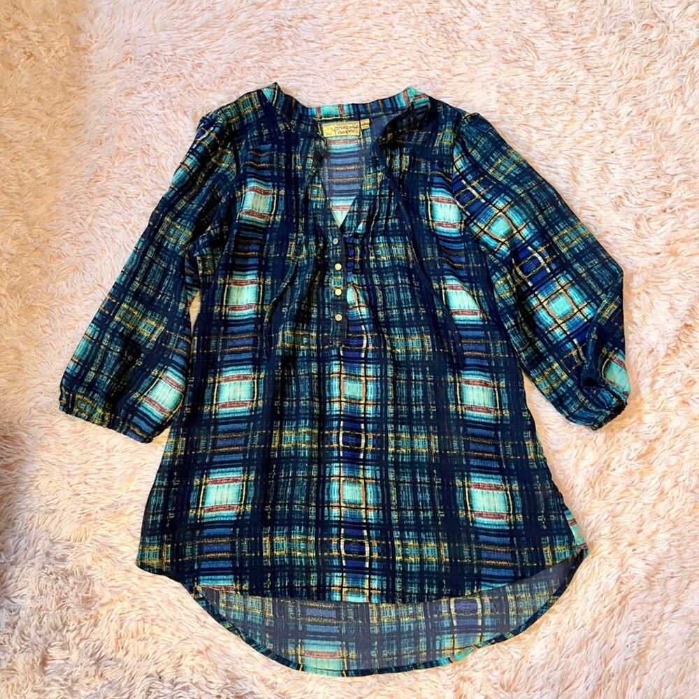 Princess Vera Wang Plaid Classic Professional Whimsical Lightweight Sheer Tunic